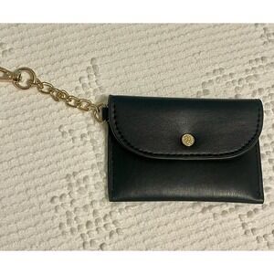 Anne Klein Black Leather Key Chain Clip Coin Purse Wallet